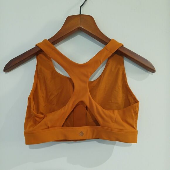 Athleta Ultimate Zip Front Sports Bra Size Medium Orange - Picture 2 of 7